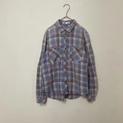 セブンデイズサンデイ 長袖チェックシャツ ブルー マルチカラー M コットン