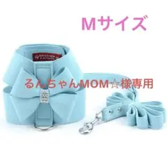 水色リボン付きハーネスリードセット
