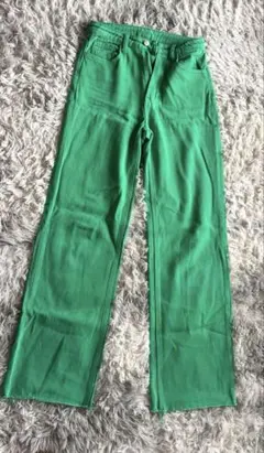 美品♡SHEIN グリーン ストレートデニム