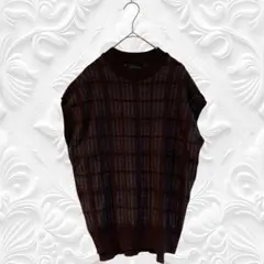 【38】Unaca ❤️ ブラウン チェック柄 ノースリーブ　アナカのサムネイル