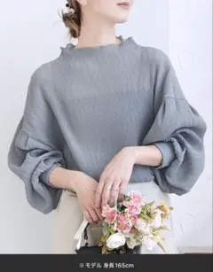 新品未使用　reca ハイネックランダム　プリーツ　ボリュームスリーブ　ブラウスのサムネイル