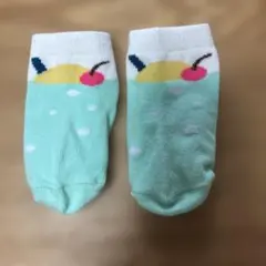 ミントグリーン フルーツ柄 ベビー靴下