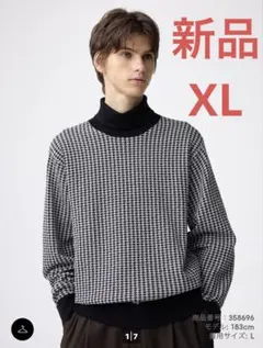 GU タートルネックチドリセーター　タートルネック　セーター　ブラック　黒　XL