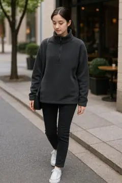 UNIQLO ハーフジップフリース Lサイズ ダークグレー ゆったり