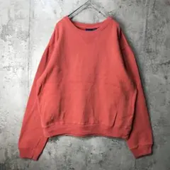 Y3204古着　トレーナー　スウェット　オレンジ　無地　90s Y2K