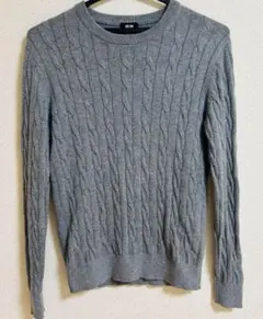 ユニクロ　レディース　長袖　トップス　コットン　カシミヤ　ニット　グレー