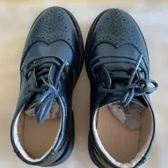 牛革 フォーマルシューズ 入園 入学 卒園 ブラックレザーウィングチップシューズ