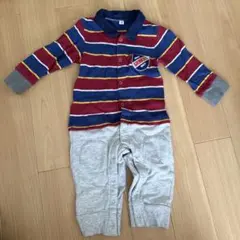 ボーダー柄 カバーオール ロンパース 80サイズ ポロシャツ