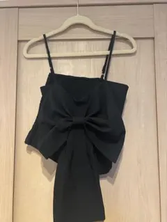 キャミソール リボンビスチェ タンクトップ 黒