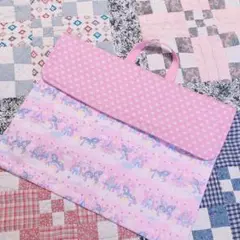 防災頭巾カバー　ユニコーンキャッスルピンク背もたれタイプ