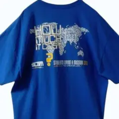 ギルダン 世界地図 メッセージプリント Tシャツ XL ブルー