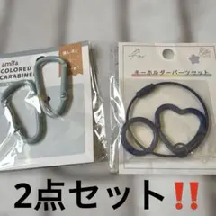 カラーカラビナ　キーホルダーパーツセット　2点セット　ブルー