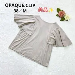 【美品】オペークドットクリップ フレアスリーブTシャツ ベージュ M レディース