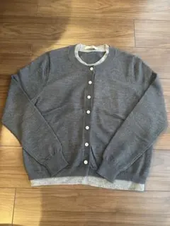 Leterie レテリー グレー レイヤード カーディガン ニット