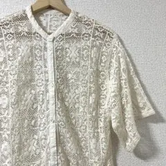 Samansa Mos2 レース　バンドカラー　シャツカーディガン　Fのサムネイル