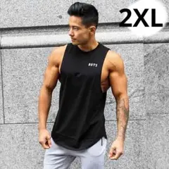 メンズ タンクトップ 2XL トレーニング 通気性 ウェア 黒 インナー