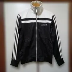 美品Ｍアディダス刺繍トラックジャケット古着ジャージ　ブラック　黒　トレフォイル