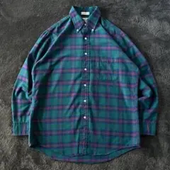 80s-90s USA製 L.L.Bean BDシャツ チェック柄 緑 A25