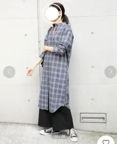 購入時¥5,500！ほぼ未使用♡LEPSIM ノーカラー　シャツワンピ　チェック