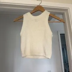 H&M ホワイト ニットタンクトップ XS