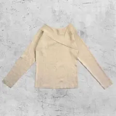 Vis リブ編み 長袖ニット ベージュ ラメ入り