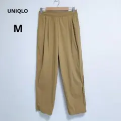 ユニクロ　ワイドパンツ ベージュ M ウエストゴム紐　タック入り　シンプル　無地