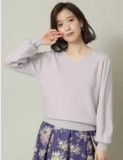 ITS’DEMO Ｖネックラメニット ラベンダー フリーサイズ イッツデモ