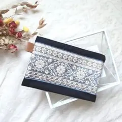 【フラットポーチ】ファスナーポーチ インド刺繍 ハンドメイド （A16）