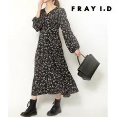 FRAY I.D　フレイアイディー　ウエストリボン　フラワーロングワンピース