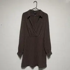 FOREVER 21 ストライプ柄長袖シャツワンピース