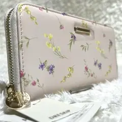 【美品/新品タグ付 】 ドレスキップ 長財布 ラウンドファスナー 花柄 ピンク