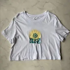 NIKE ナイキ 花柄 刺繍 半袖 Tシャツ スポーツ ショート丈 L ホワイト