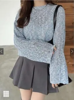 【値下げ中】【GRL】透かし編みミックスニットトップス[fo1946]