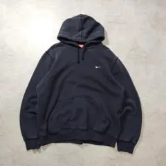 NIKE パーカー ブラック ワンポイント 刺繍ロゴ 古着 XL