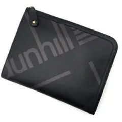 希少 未使用級 ダンヒル ラゲッジキャンバス クラッチバッグ レザー ブラック