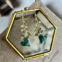 クリソコラ✳︎大人ハート　14kgf　天然石ピアス/イヤリング