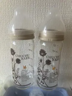 CHUCHU BABY 哺乳瓶 ガラス製 2本セット 広口 240ml
