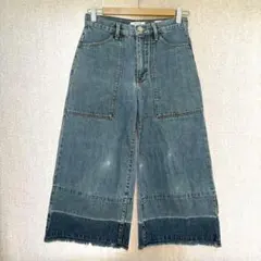 美品✦ZARA WOMAN フレアワイドデニムパンツ S バイカラーブルー