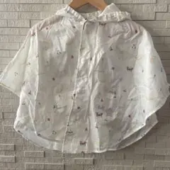 ジェラートピケ　ベビー レインコート 白 動物柄　80