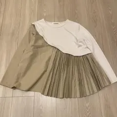 ルカ LADY LUCK LUCAアシンメトリープリーツ長袖トップス ベージュ