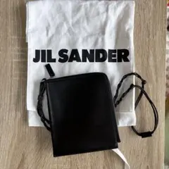 【極美品】ジルサンダー　ハンドバッグ　ロゴ型押し　トライアングル　レザー　黒 極美品】ジルサンダー ハンドバッグ ロゴ型押し トライアングル レザー