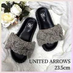 【極美品】UNITED ARROWS サンダル　リボン　ブラック　黒　23.5のサムネイル
