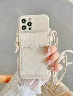 iPhone14 カードケースC・ストラップ付き　可愛いシンプルなスマホケース