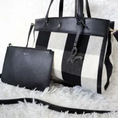 極美品✨️アニエスベー チャーム付き ショルダーバッグ 2way モノクロ