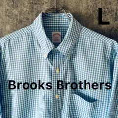 ✅【Brooks Brothers】346長袖BDシャツLブルー系チェック柄