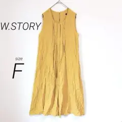 ダブルストーリー（F）ノースリーブ シャツワンピース ロング フレア イエロー