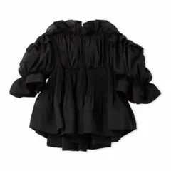 【美品】SNIDEL スナイデル ボリュームギャザーフリルチュニック BLK 黒のサムネイル