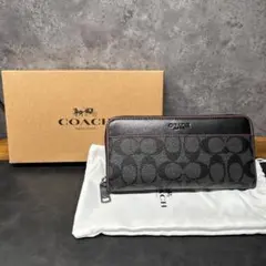 【COACH】コーチ　長財布　ロングウォレット　シグネチャー　ブラック　新品　黒のサムネイル