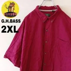 USA古着　G.H.BASS　半袖ボタンシャツ2XL　レッド