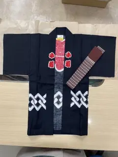 黒の祭り用法被　2才くらい　帯付き　日本製